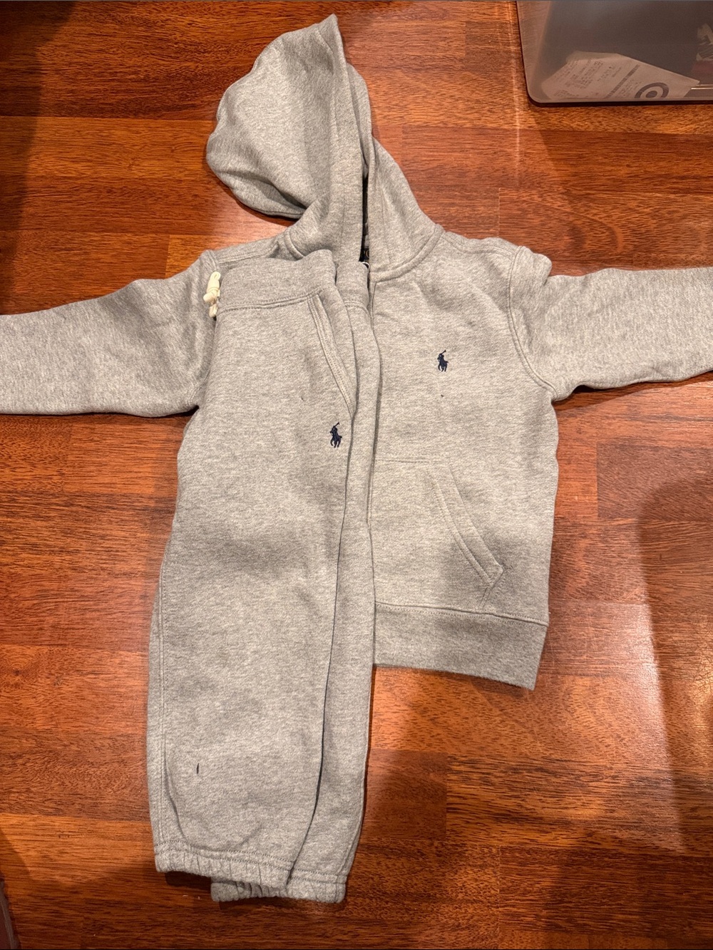 Ralph Lauren Kids Heather Gray Hoodie & Sweatpants Set with Navy Pony